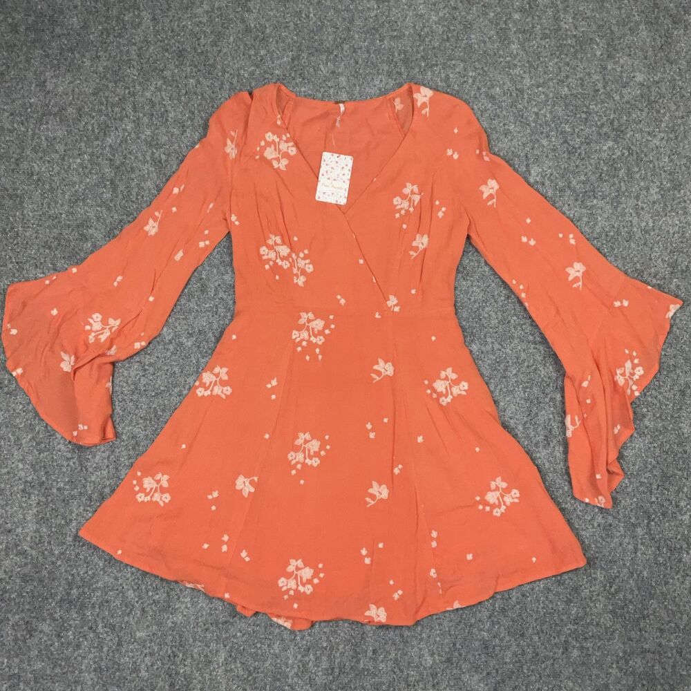 Free People Orange Floral Mini Dress